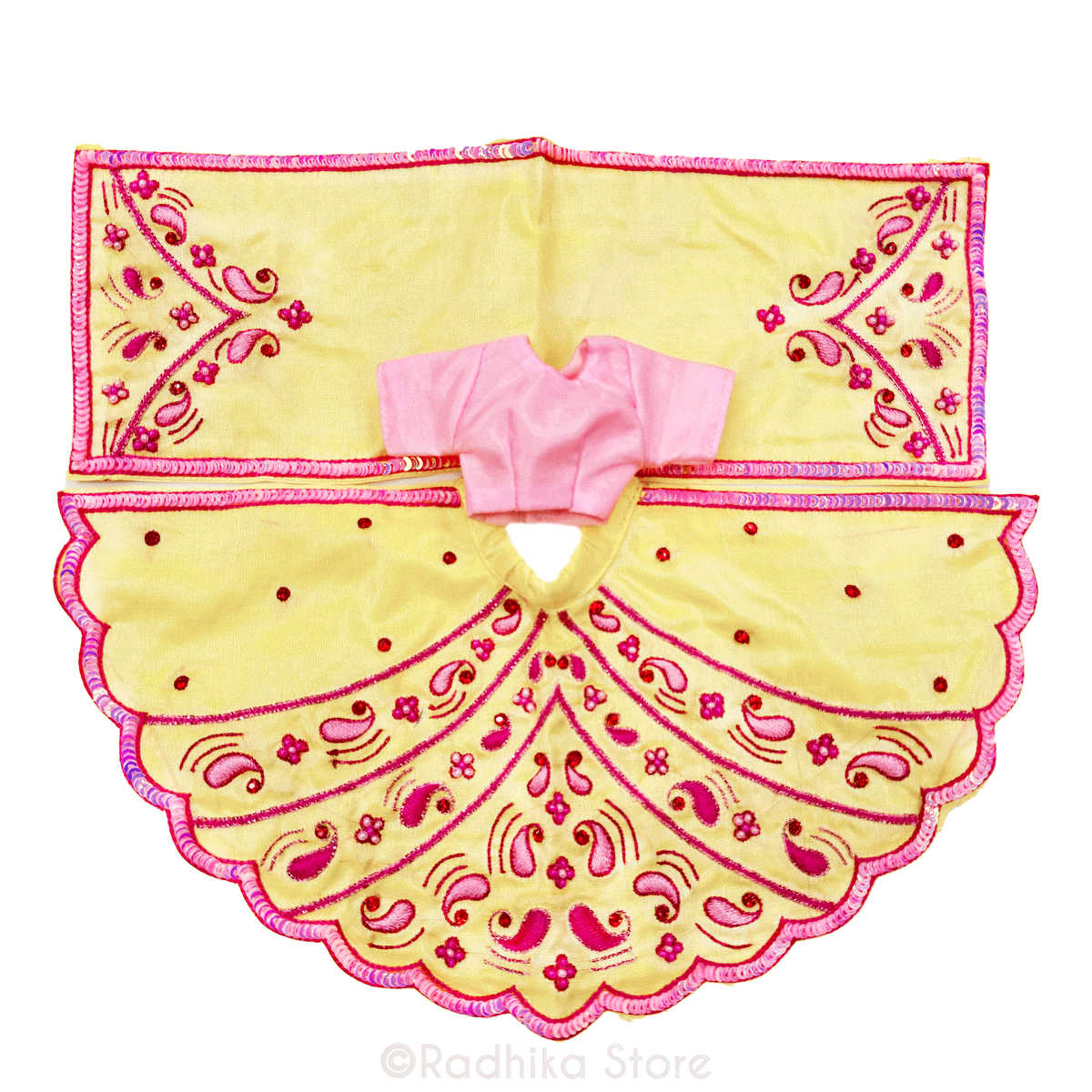 Eternal Friendship And Love - Light Yellow and Pink - Silk - Radha Krishna Deity Outfit