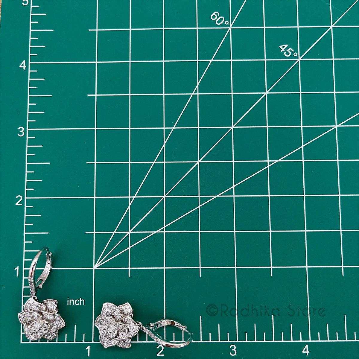 Fully Bloomed Lotus - Cubic Zircon Diamond- Earrings