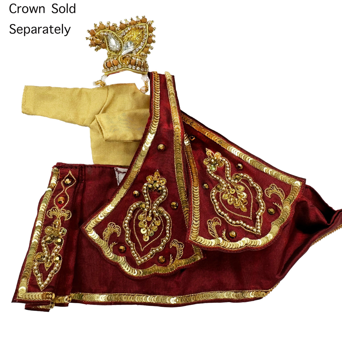 Braj Golden Peacocks - Maroon - Silk - Radha Krishna Deity Outfit