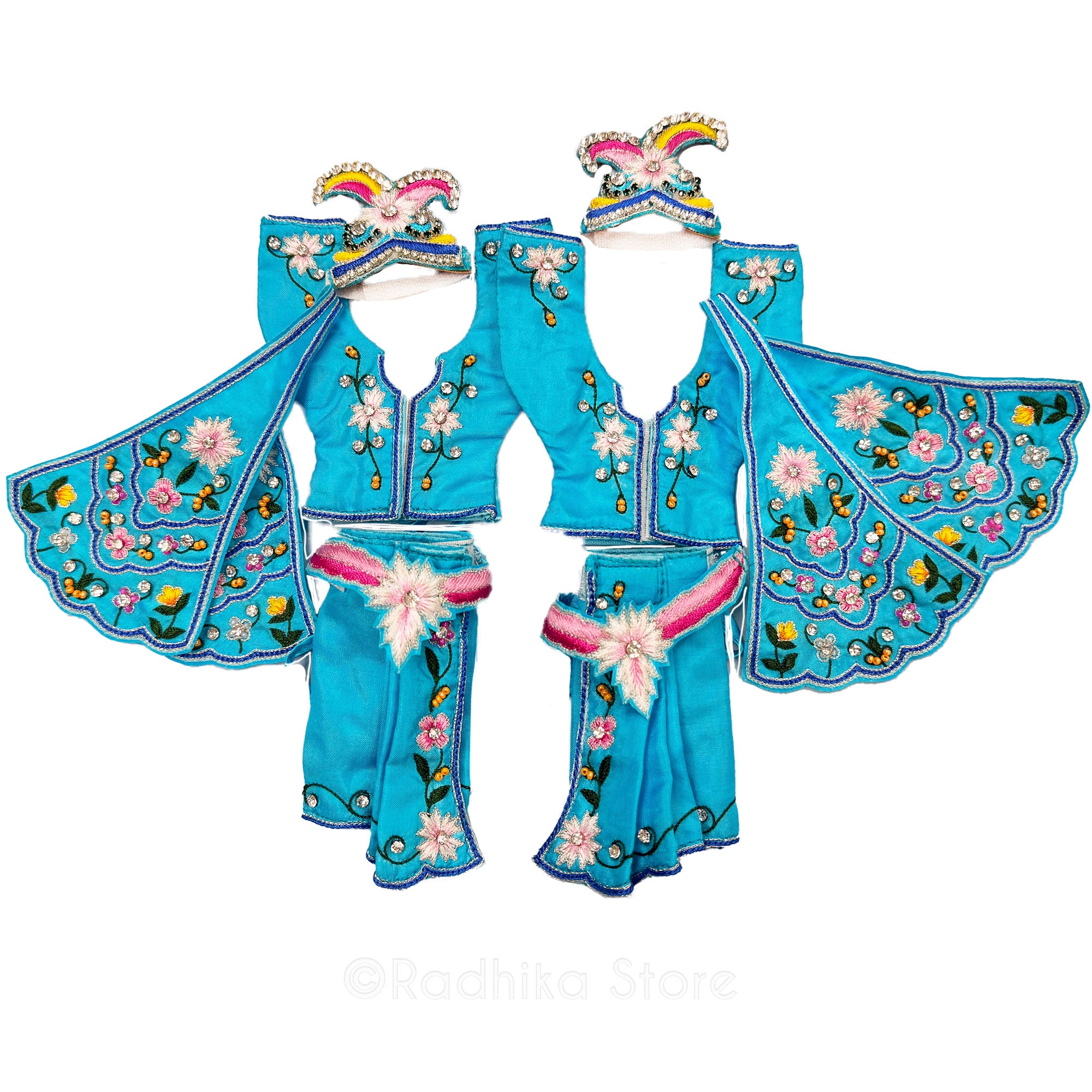 Ganga Yamuna - Sky  Blue - Silk - Gaura Nitai Deity