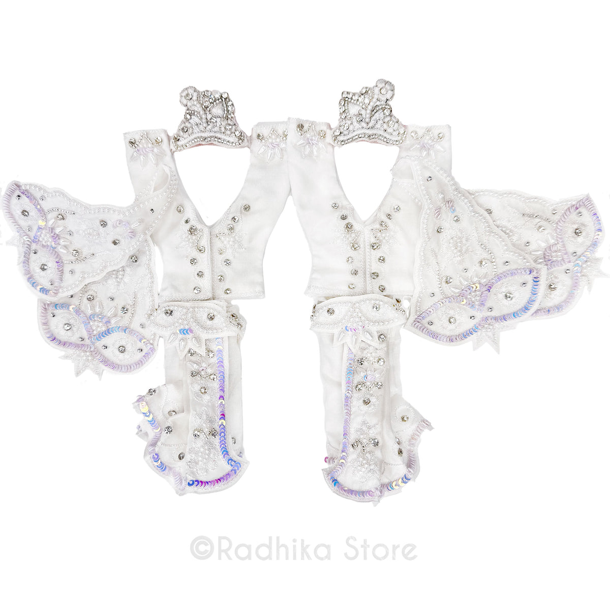 Krishna&#39;s Pearl Garden - White -  Silk - Gaura Nitai Deity Outfit