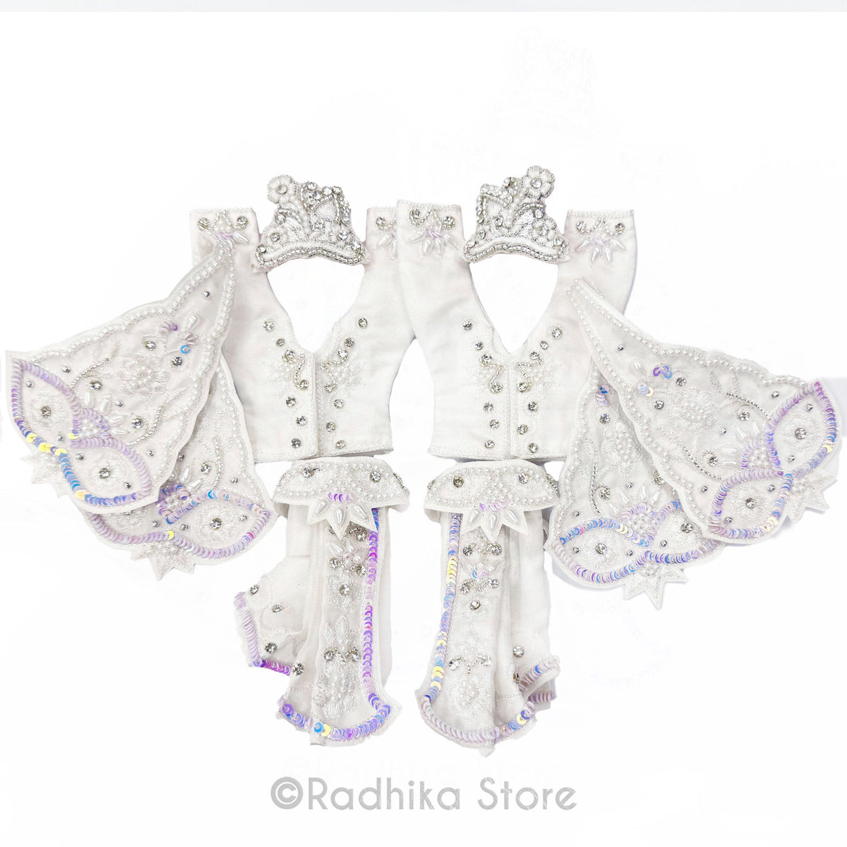 Krishna&#39;s Pearl Garden - White -  Silk - Gaura Nitai Deity Outfit