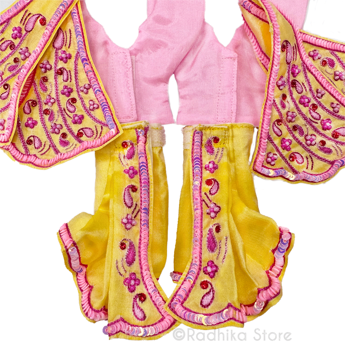 Eternal Friendship And Love - Light Yellow and Pink - Silk - Gaura Nitai Deity Outfit