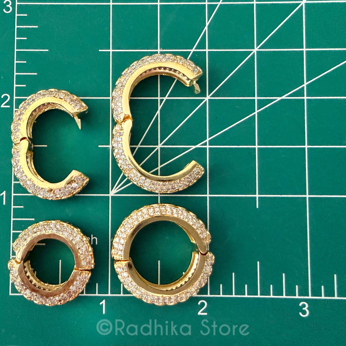 Golden With Diamonds Rubies and Emeralds Best Quality Bangles- Choose Size