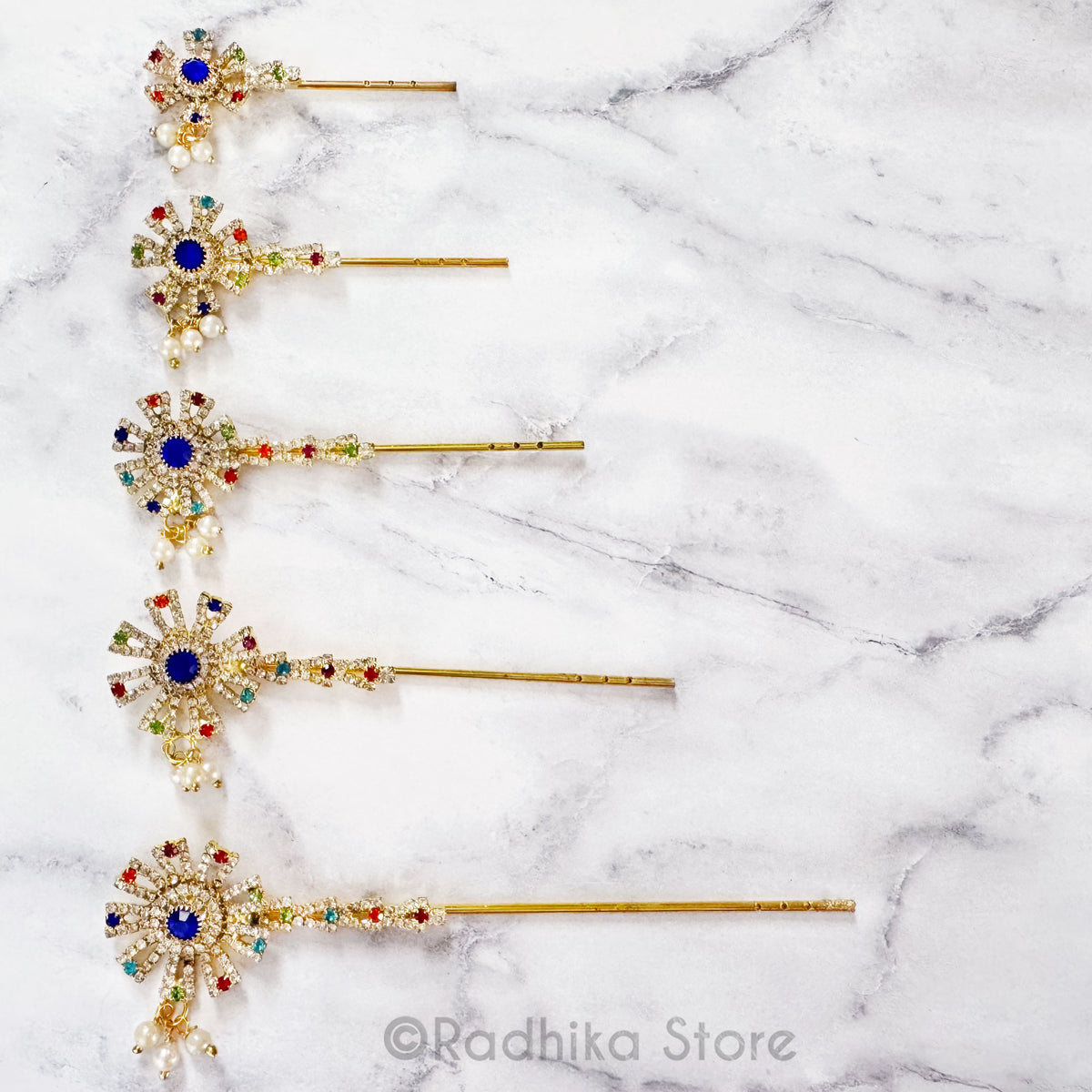 Golden Polestar Flute With Sapphire Blue Center