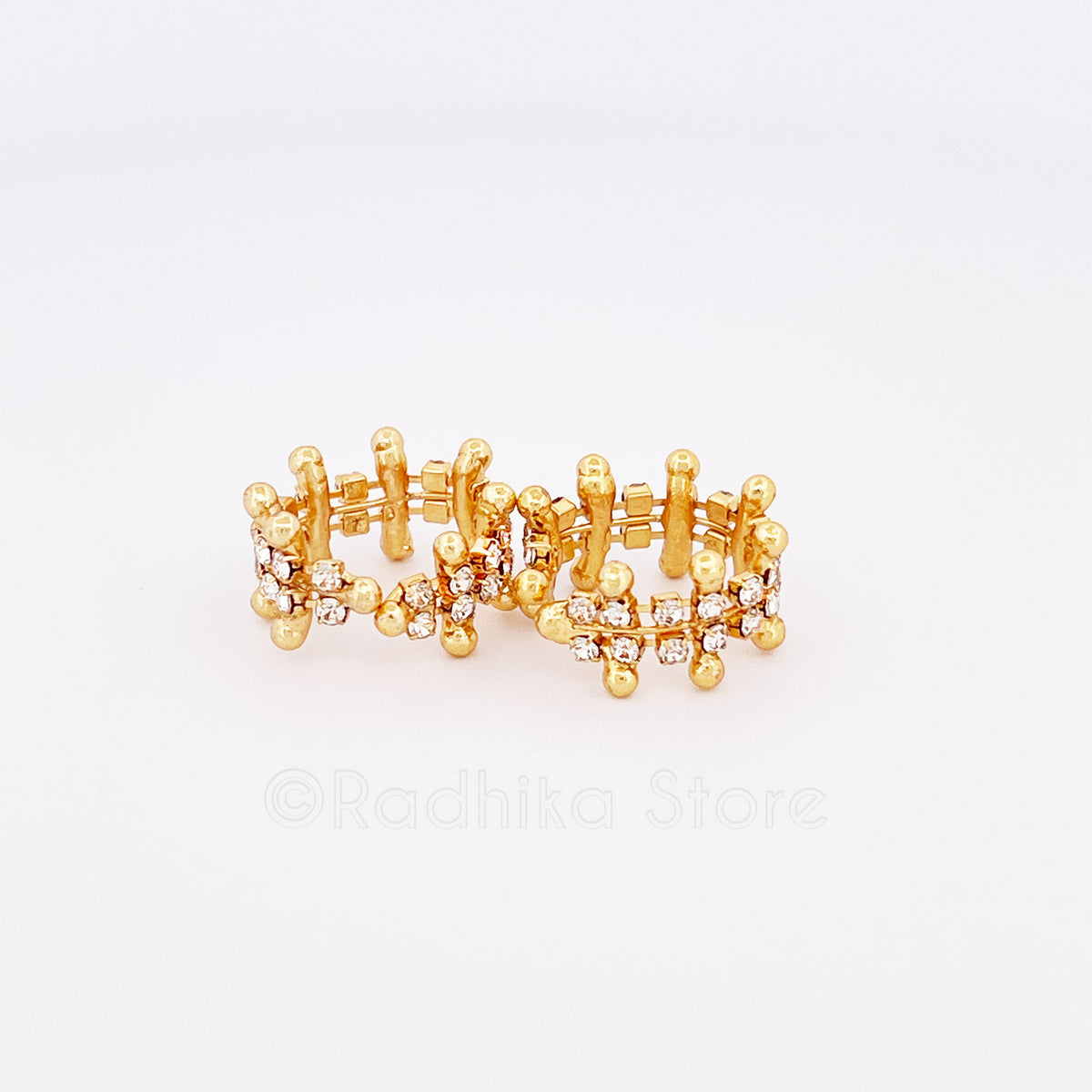 Golden Rhinestone Deity Ankle Bell Set - Choose Size