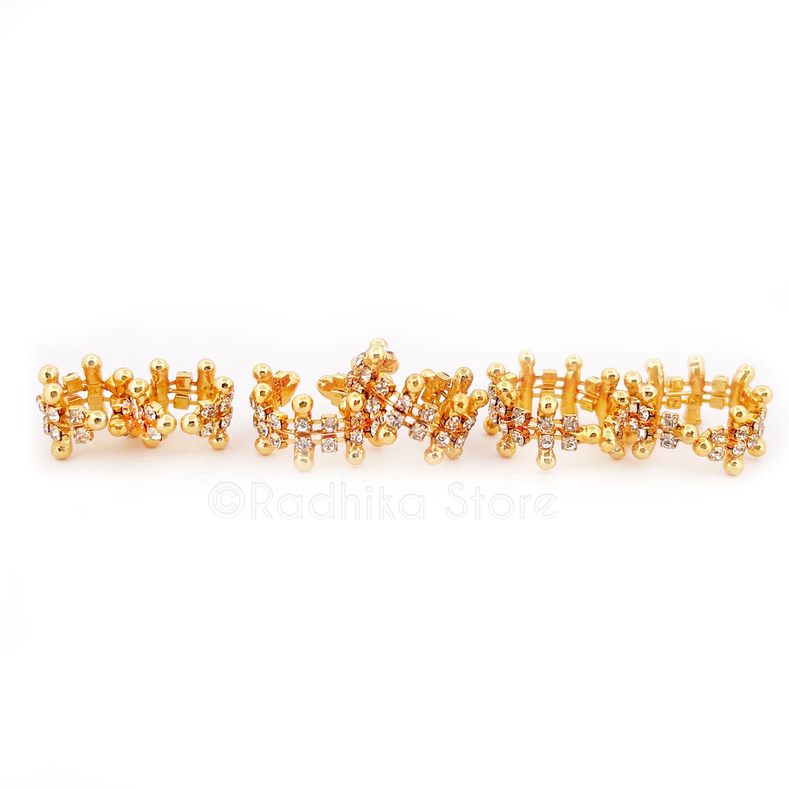 Golden Rhinestone Deity Ankle Bell Set - Choose Size