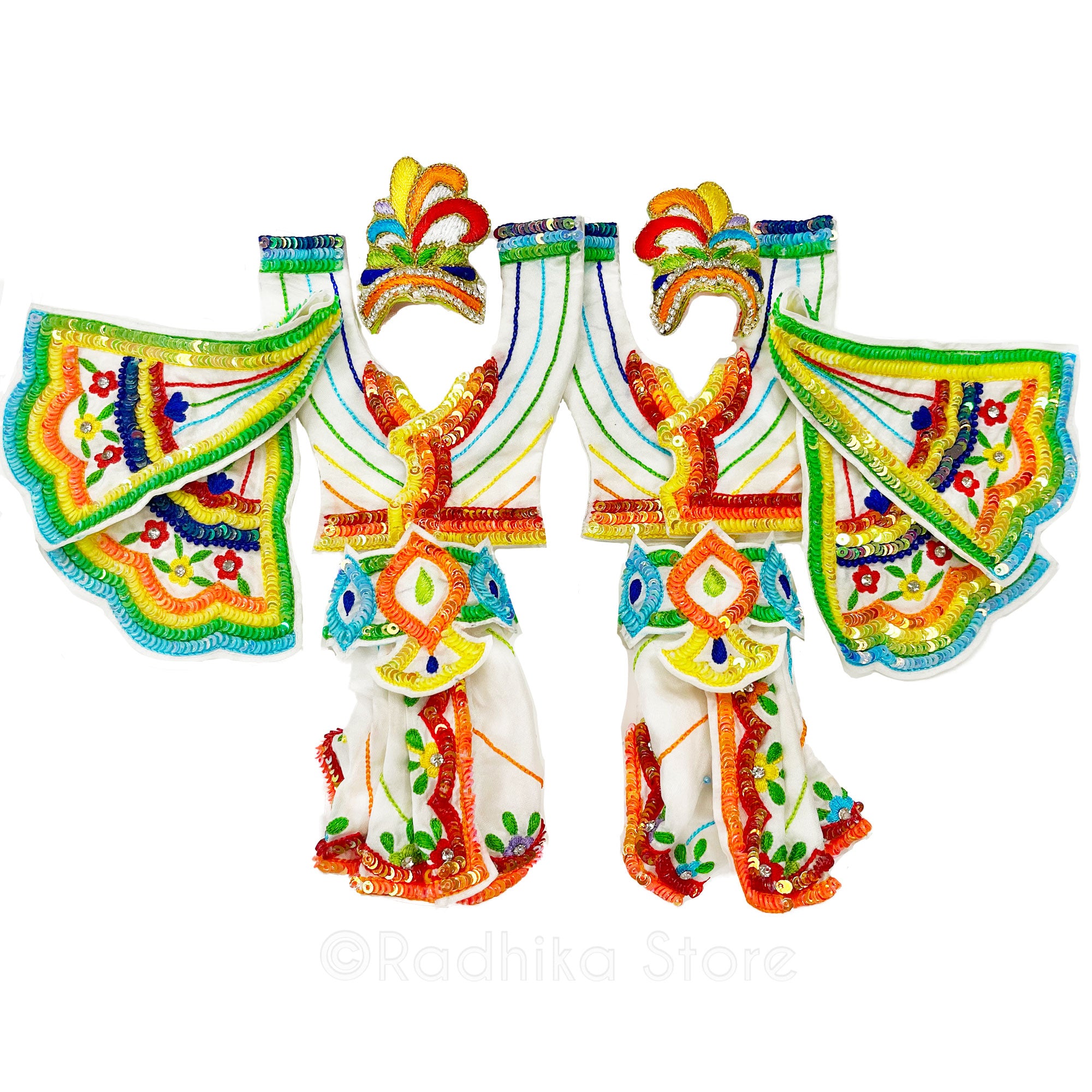 Govardhana Rainbow - White Silk - Gaura Nitai Deity Outfit