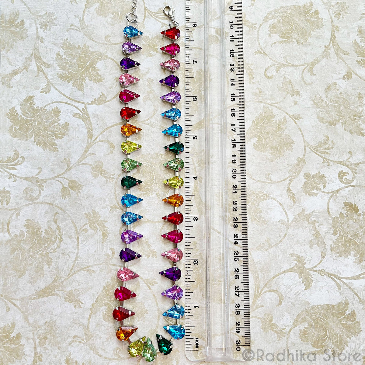 Govardhana Raindrops- Rhinestone - Deity Necklace - Blues And Purples