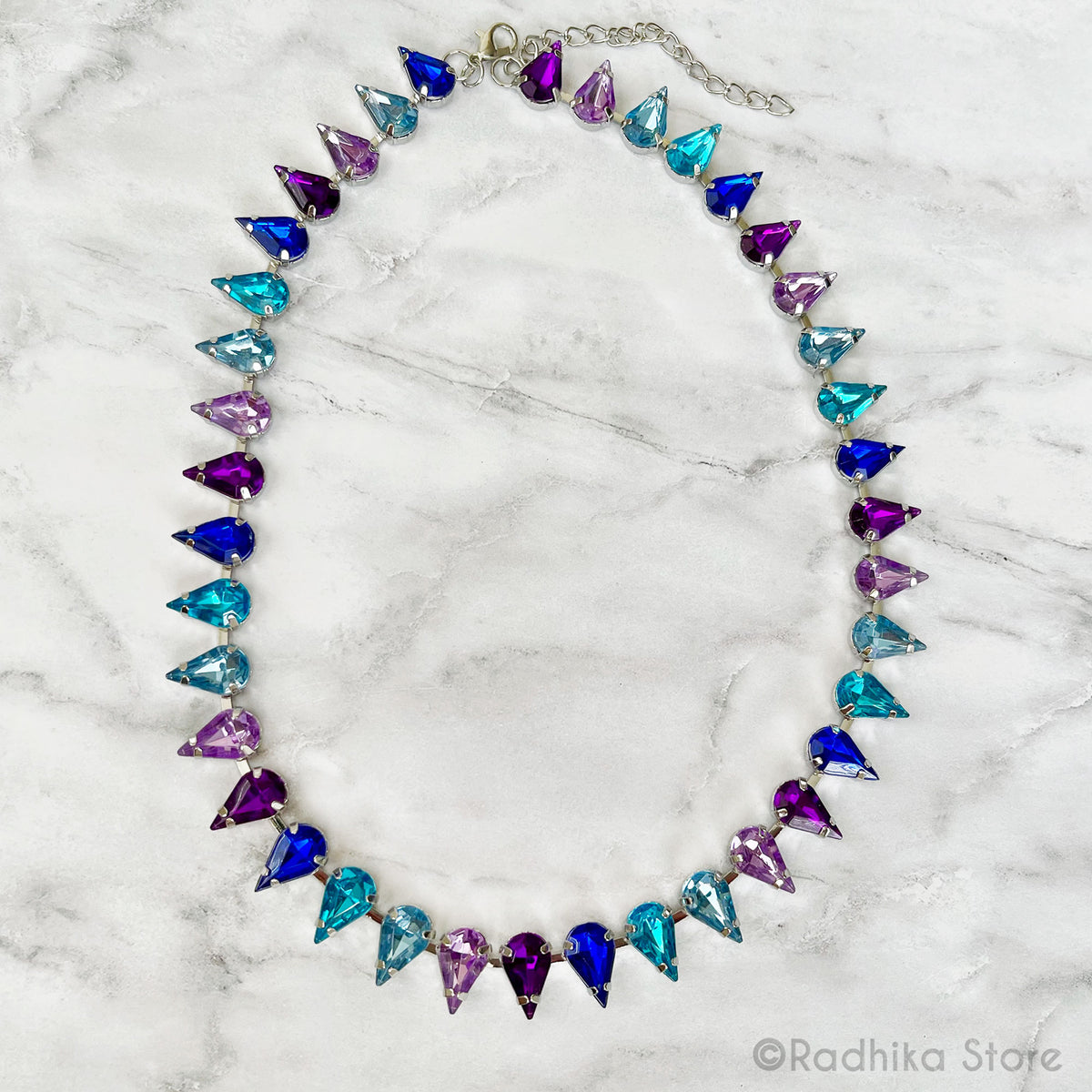 Govardhana Raindrops- Rhinestone - Deity Necklace - Blues And Purples