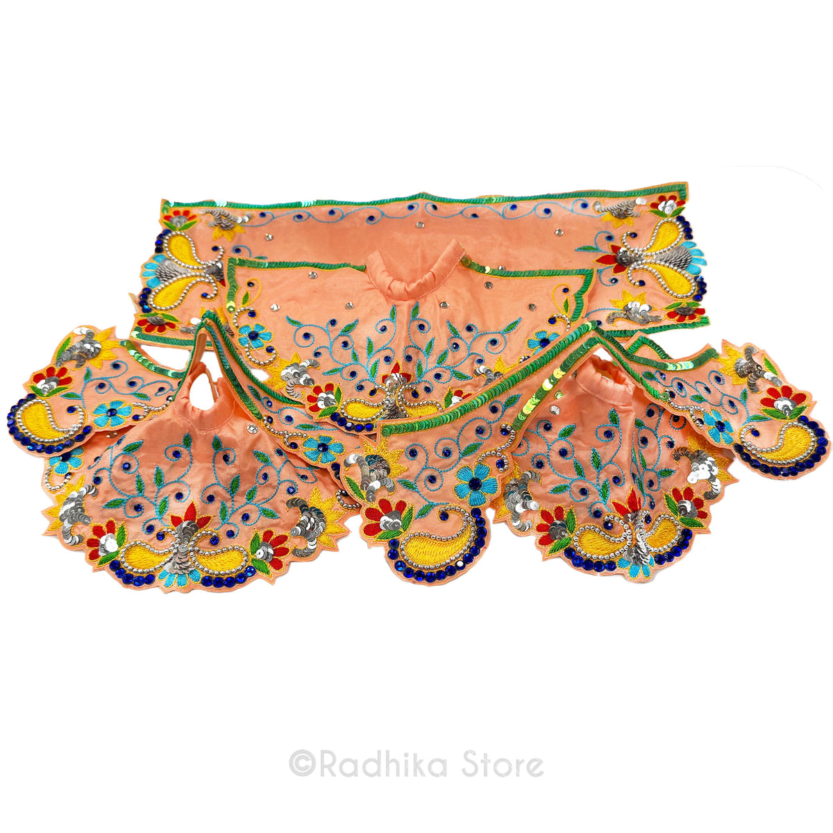 Govinda Kund - Peach Silk - Jagannath Baladeva Subhadra Deity Outfit