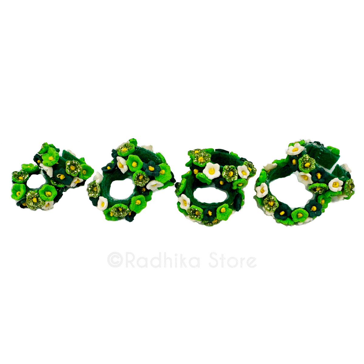Vrindavan Flower - Green - Set of 2 Bangles/Anklets