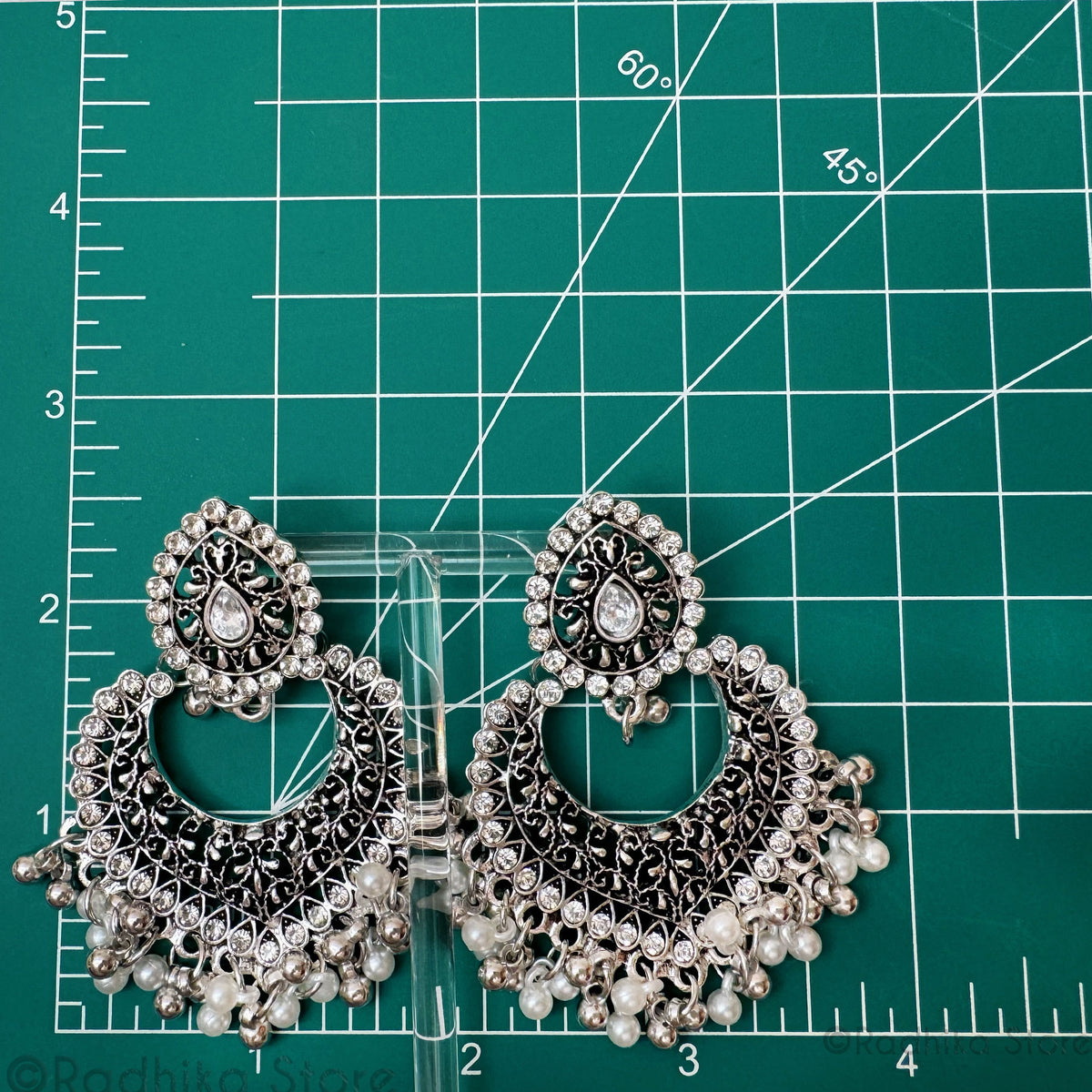 Heart Shaped Pearl Jhumka  With Teardrop - Earrings