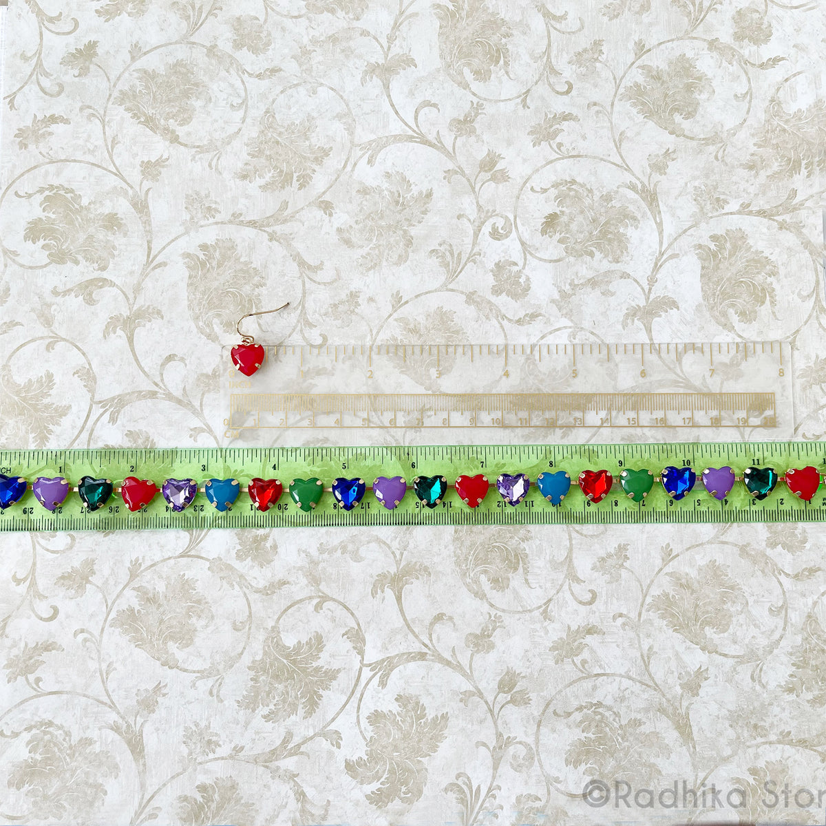 For The Love of God-Green Colors-Heart Crystal-Deity Necklace - And Earring Set