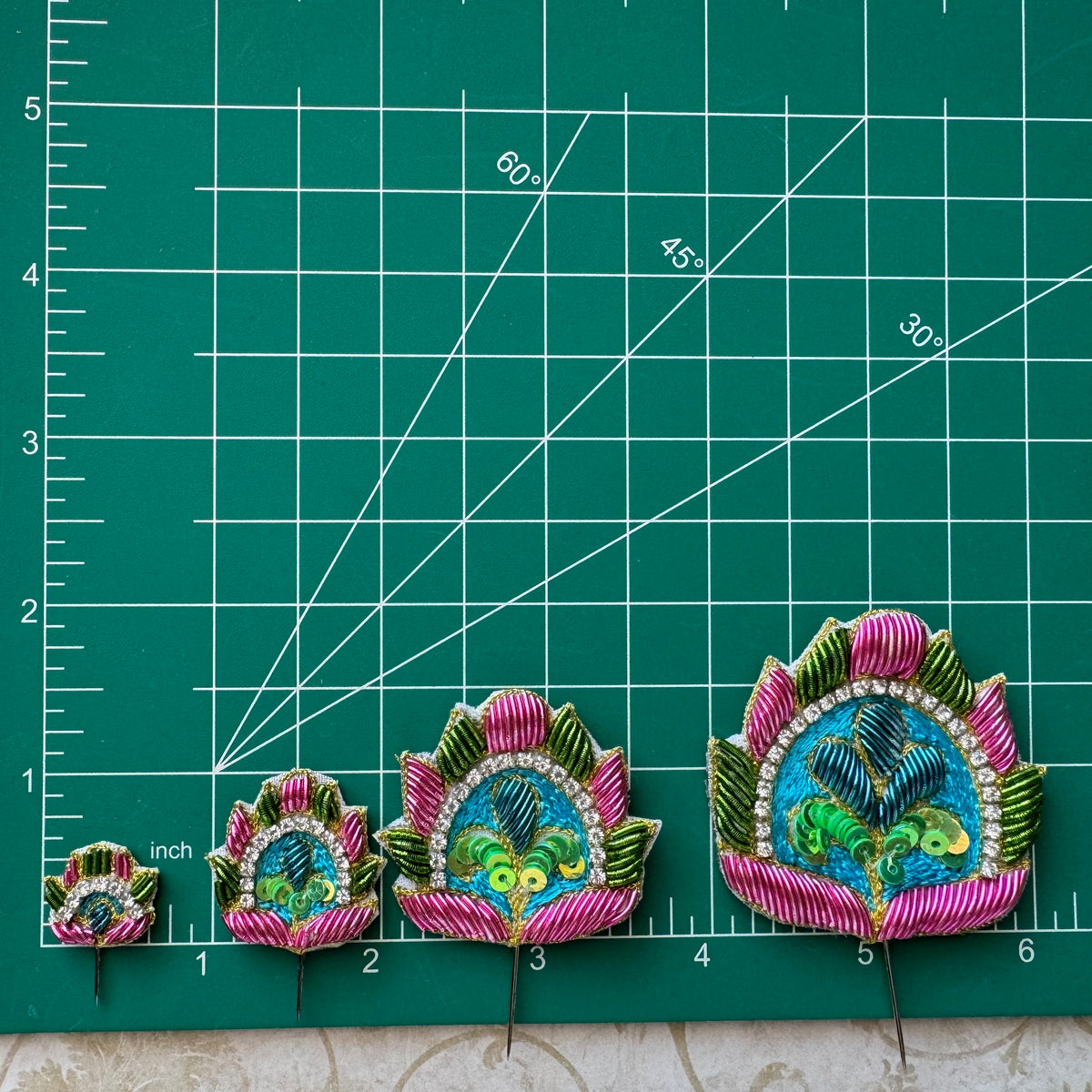 Festival Fan - Sea Blue - Embroidery Turban Pins - Set of 2