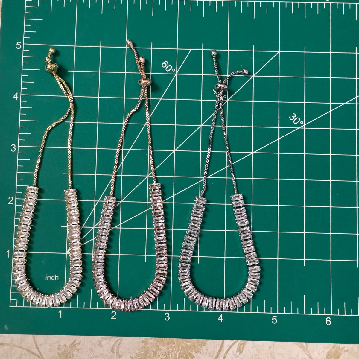 Baguette Cut Diamond Rhinestone Deity Necklace- 5 Inch