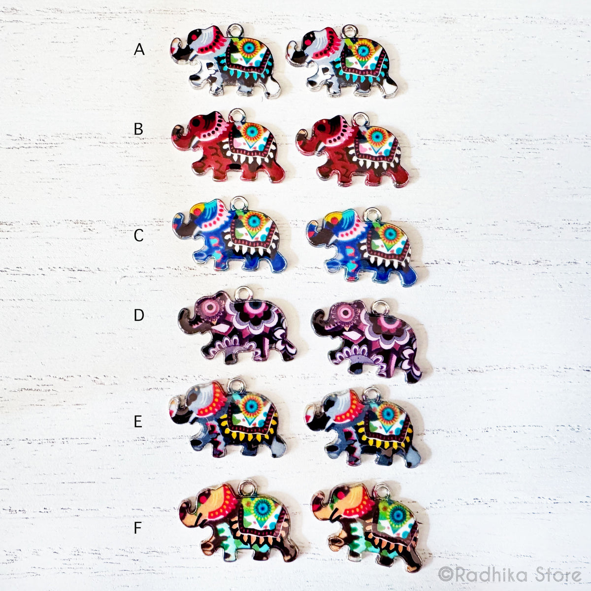 India Elephants - Pendants/Charms - Set of 2