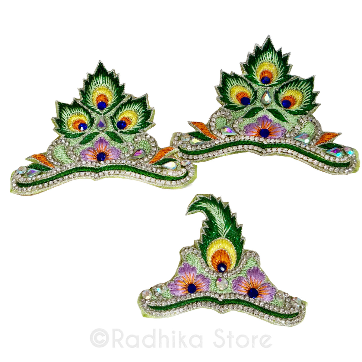 Peacock Feather at Vamsi Vat - Lime Green - Silk - Jagannath Baladeva Subhadra Deity Outfit