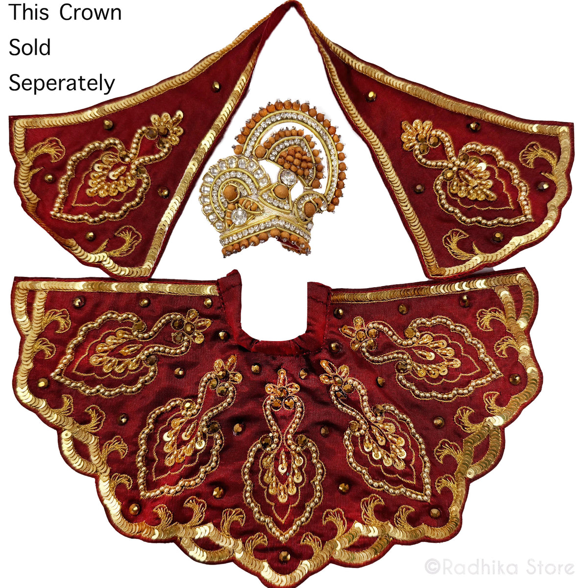 Braj Golden Peacocks - Maroon - Silk - Jagannath Baladeva Subhadra Deity Outfit