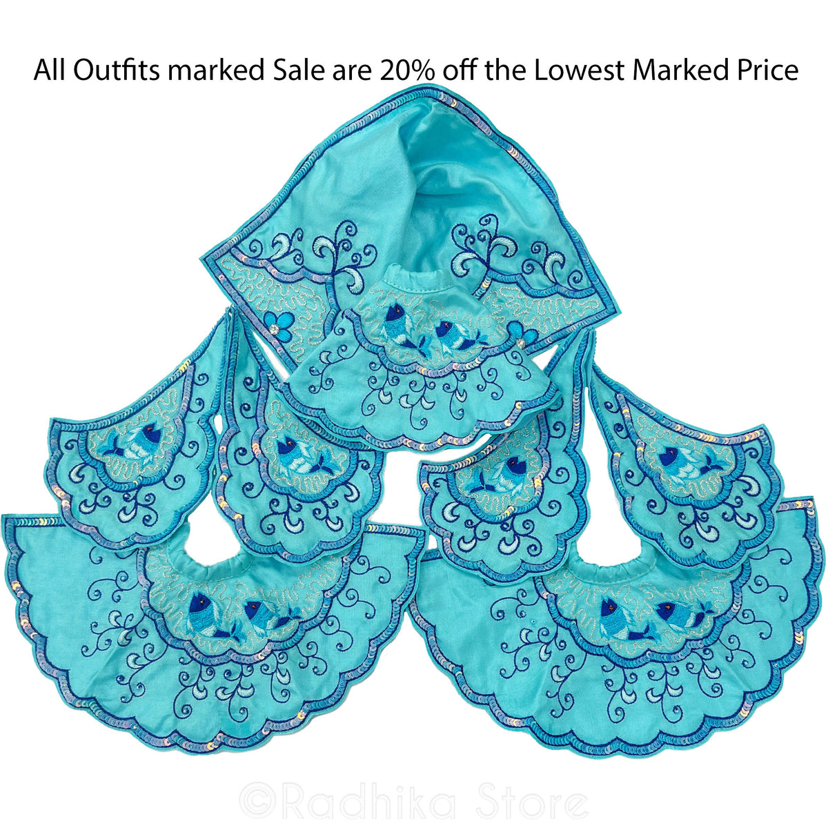 Matsya - Sea Blue Green - Silk - Jagannath Baladeva Subhadra Deity Outfit