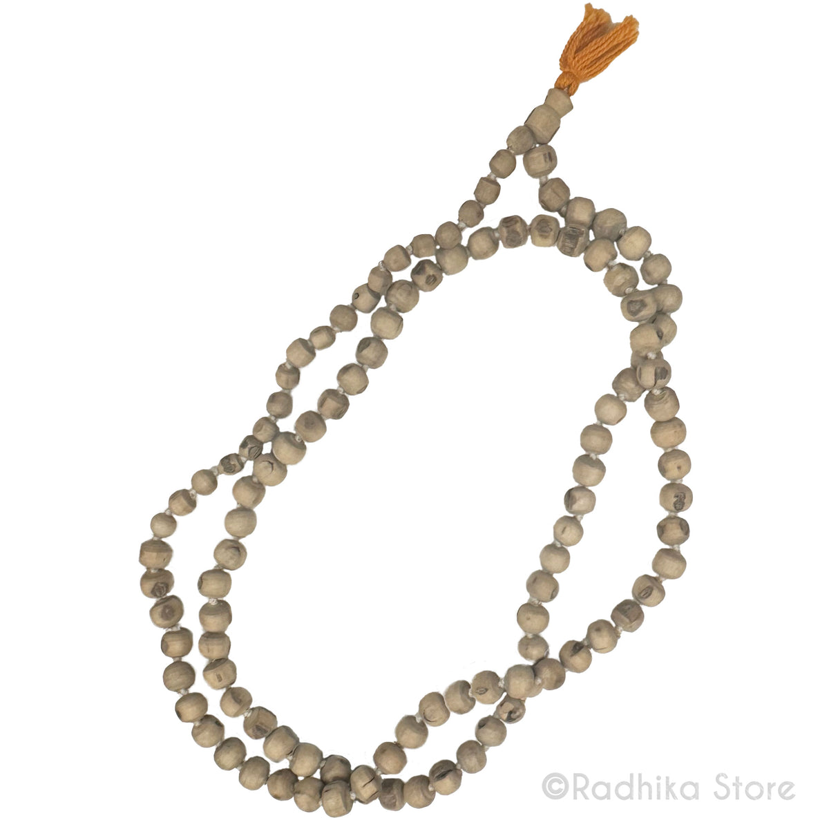 Small Tulsi Japa Beads With Orange Tassel- Hang 18 or 20&quot; Inches Long