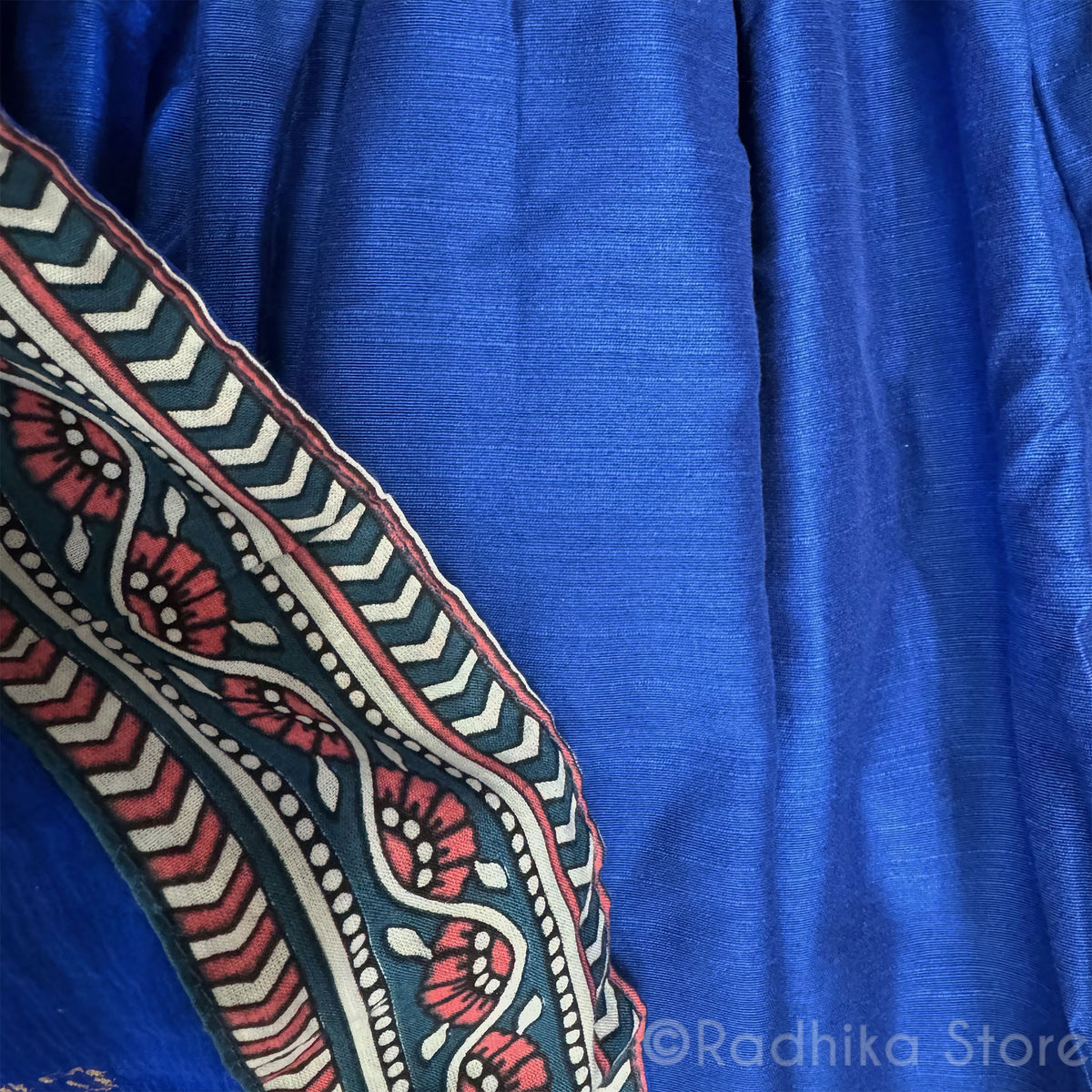 Gopika-Deep Blue Jute- Pink Cotton Screen Print- With Chadar - S-M-L