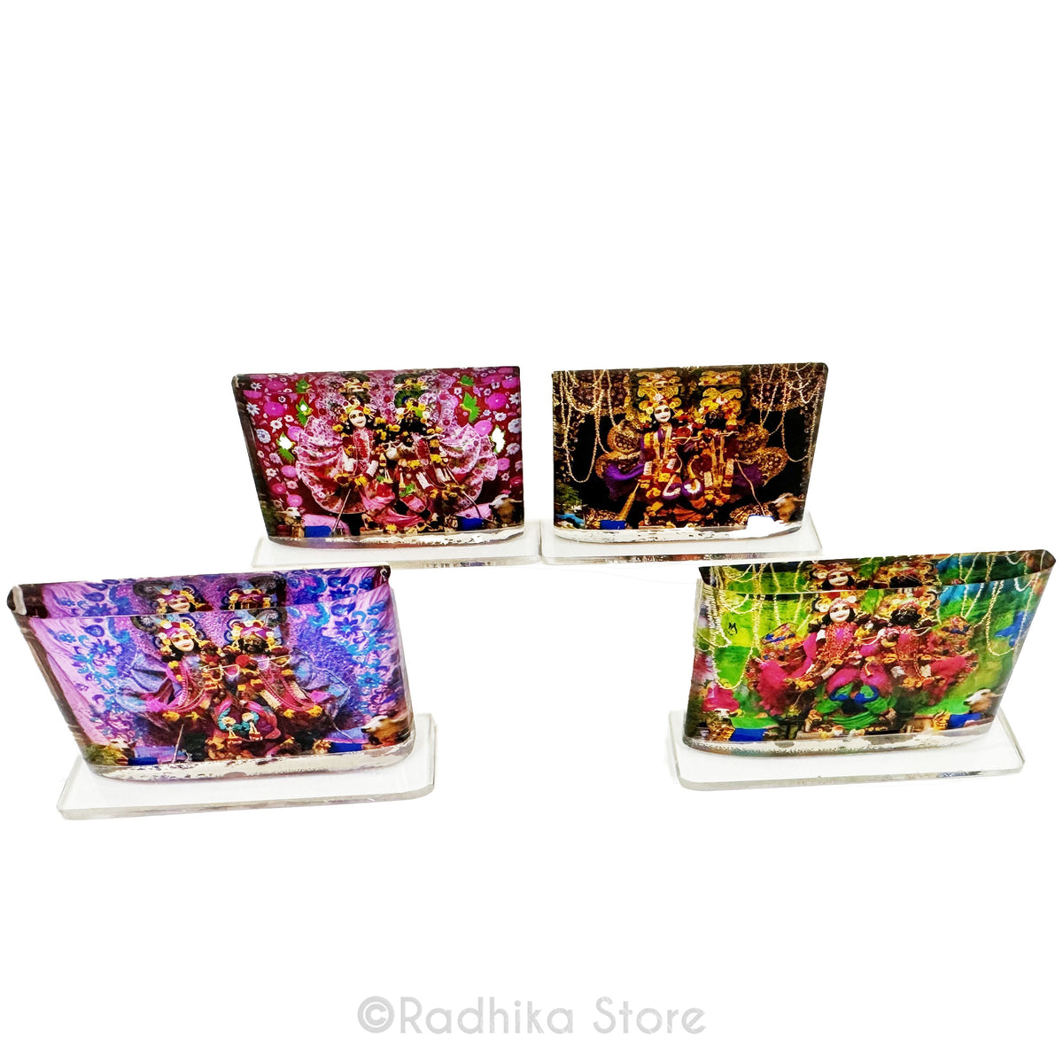 Krishna Balaram  ISKCON Vrindavan - Blue Dress- Acrylic Picture 2 by 3- Inches