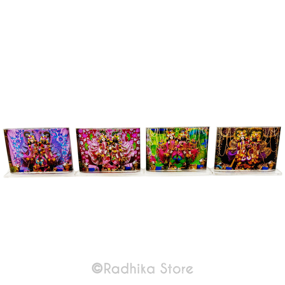 Krishna Balaram  ISKCON Vrindavan - Blue Dress- Acrylic Picture 2 by 3- Inches