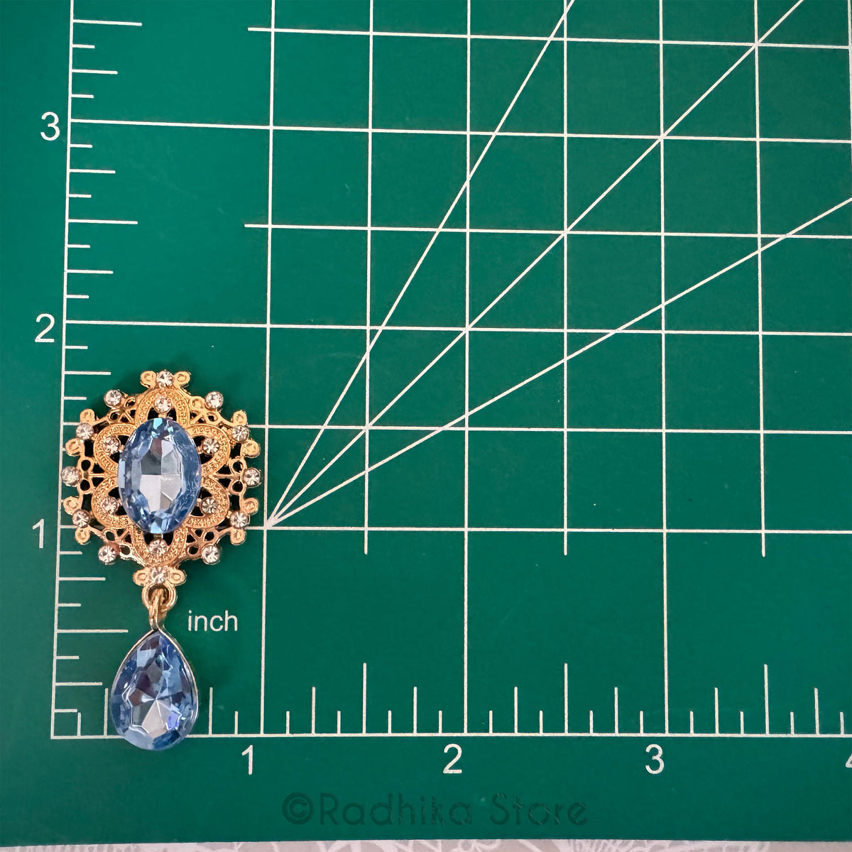 Krishna Blue Dangling Teardrop Flat back Deity Earrings