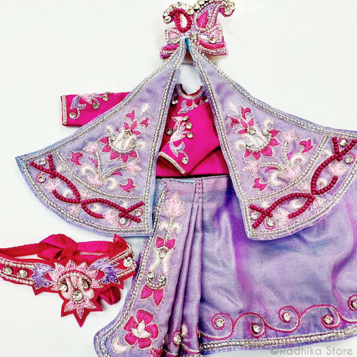 Fountain of Divine Love - Lavender - Silk - Radha Krishna Deity Outfit