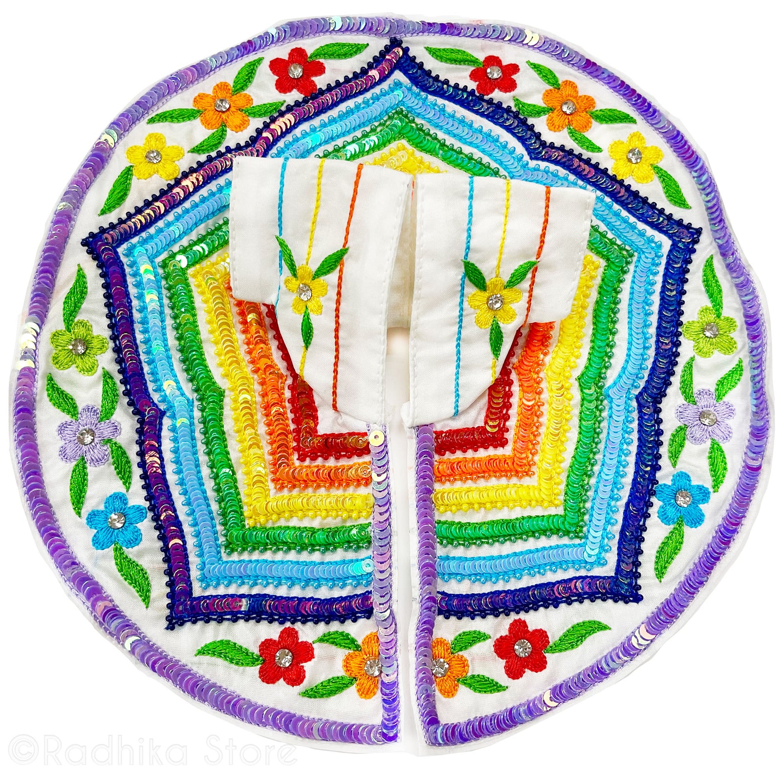 Govardhana Rainbow - Silk Laddu Gopal Outfit  With Crown - 1" up to 4" Inch