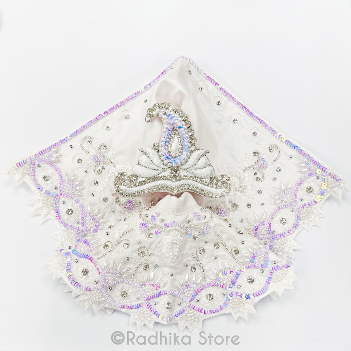 Krishna&#39;s Pearl Garden - White - Silk - Jagannath Baladeva Subhadra Deity Outfit