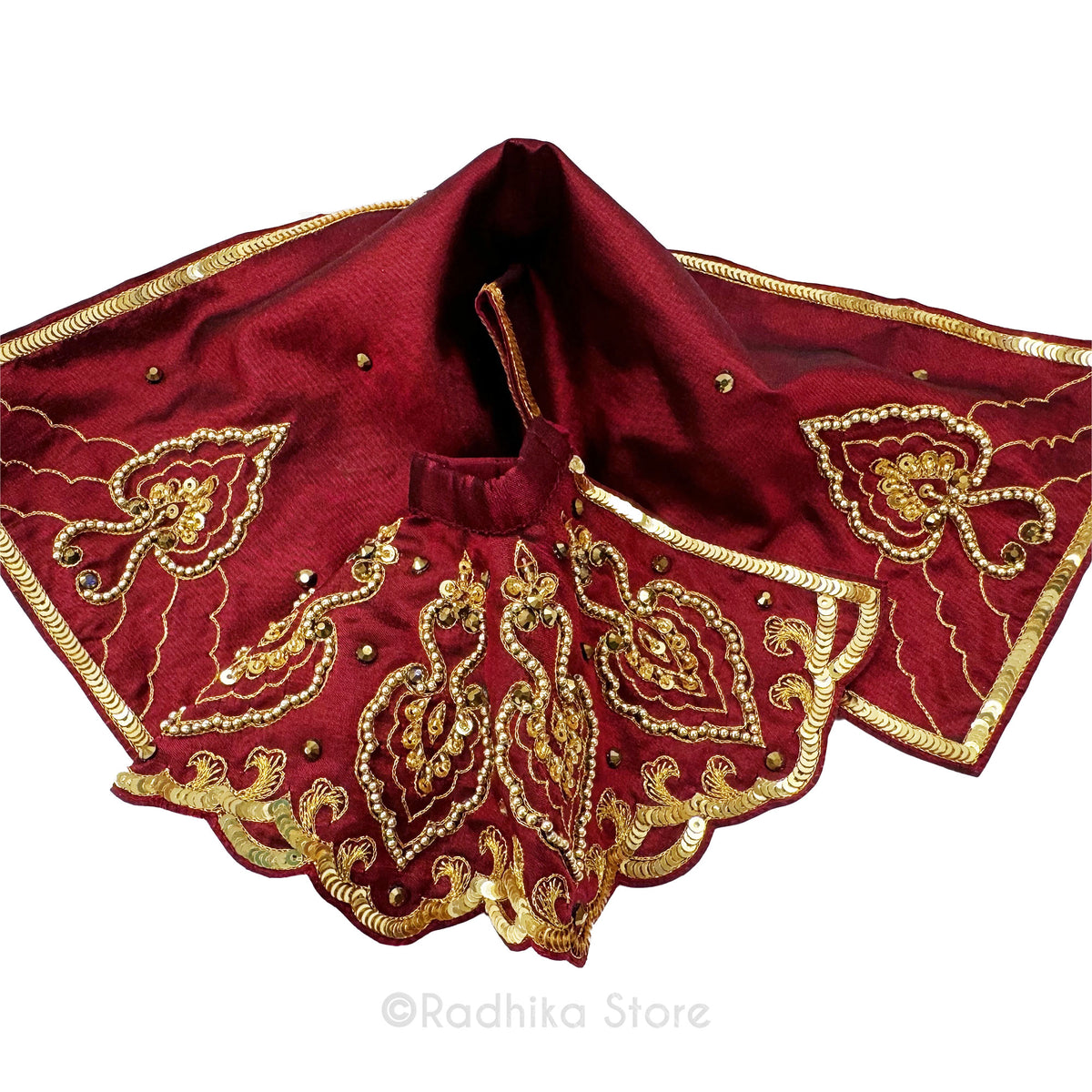 Braj Golden Peacocks - Maroon - Silk - Jagannath Baladeva Subhadra Deity Outfit