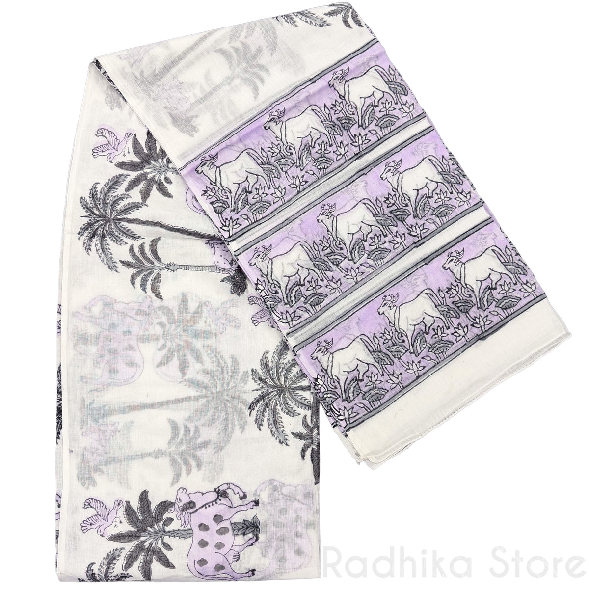 Lavender Surabhi Cows - Cotton Chadar