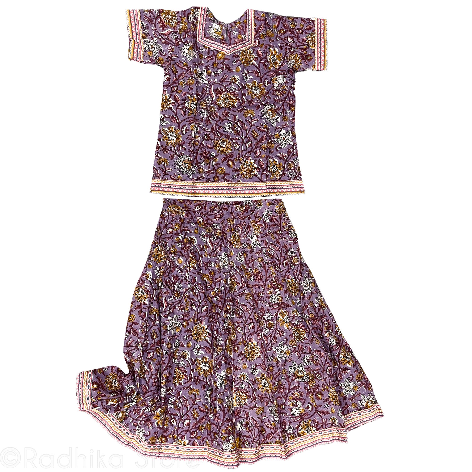 Girls Gopi Skirt Outfit - Lavender Fields Forever-Cotton Screen Print