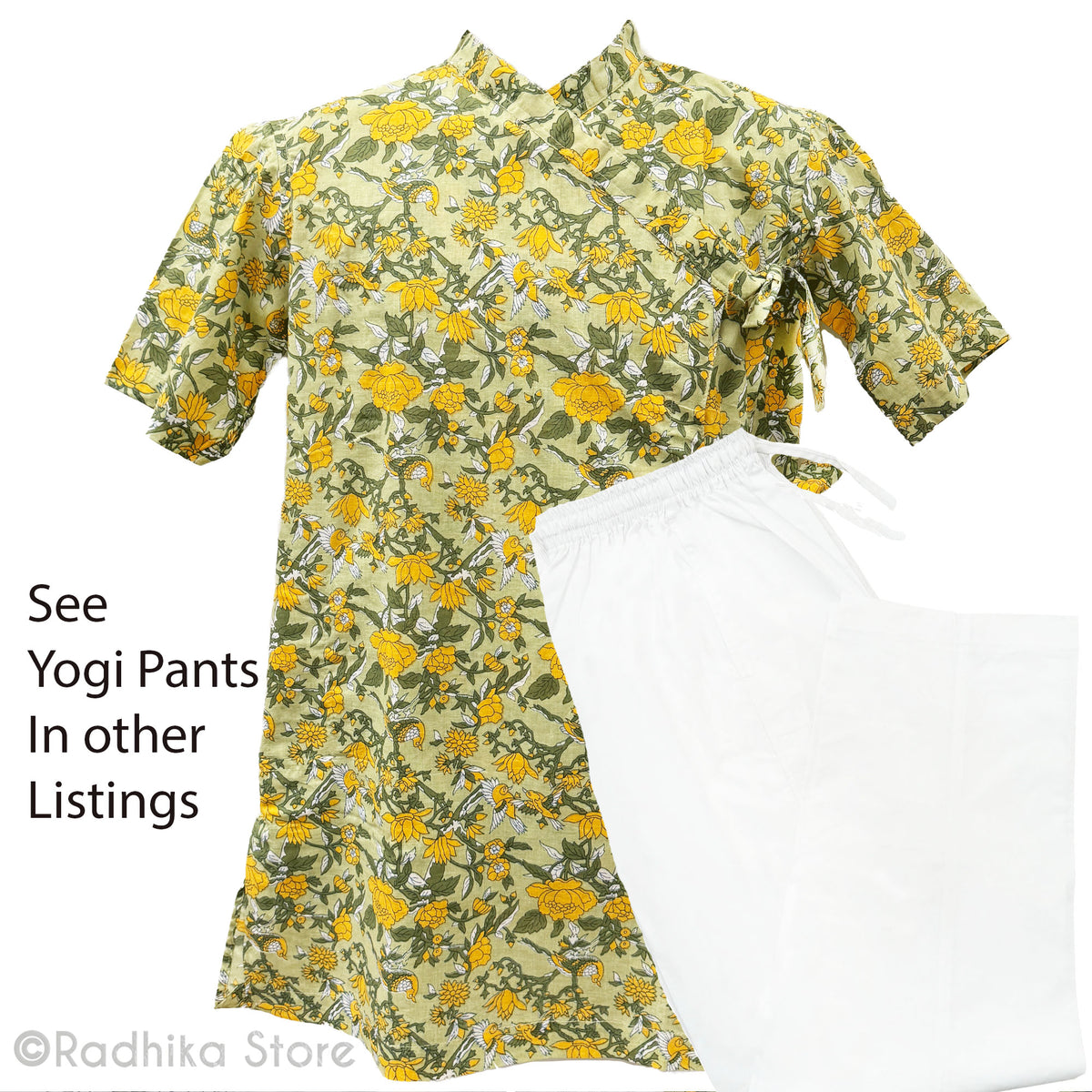 Bagal Bandi Style- Cotton Kurtas - Lime Green and Yellow-S-M-L XL