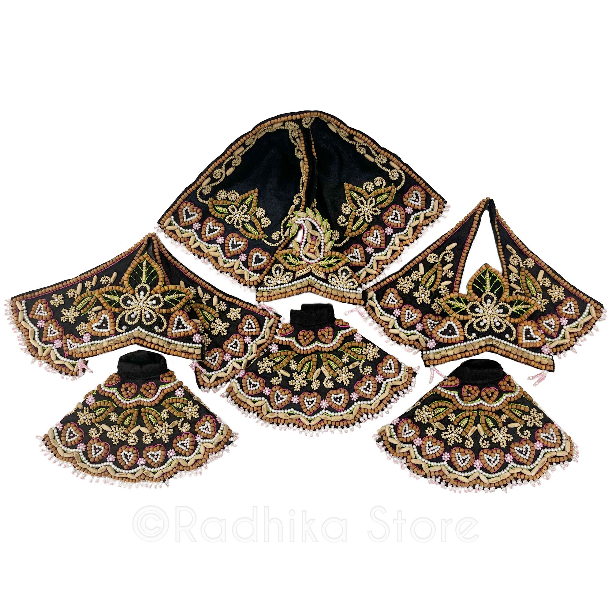 Tulsi Prema-With Sandalwood Too-Silk-Black-Jagannath Baladeva Subhadra Deity Outfit