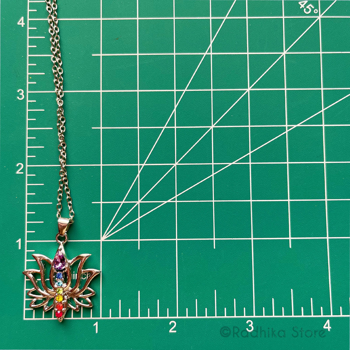 Lotus With Chakra Color Crystals-Necklace/ Pendant