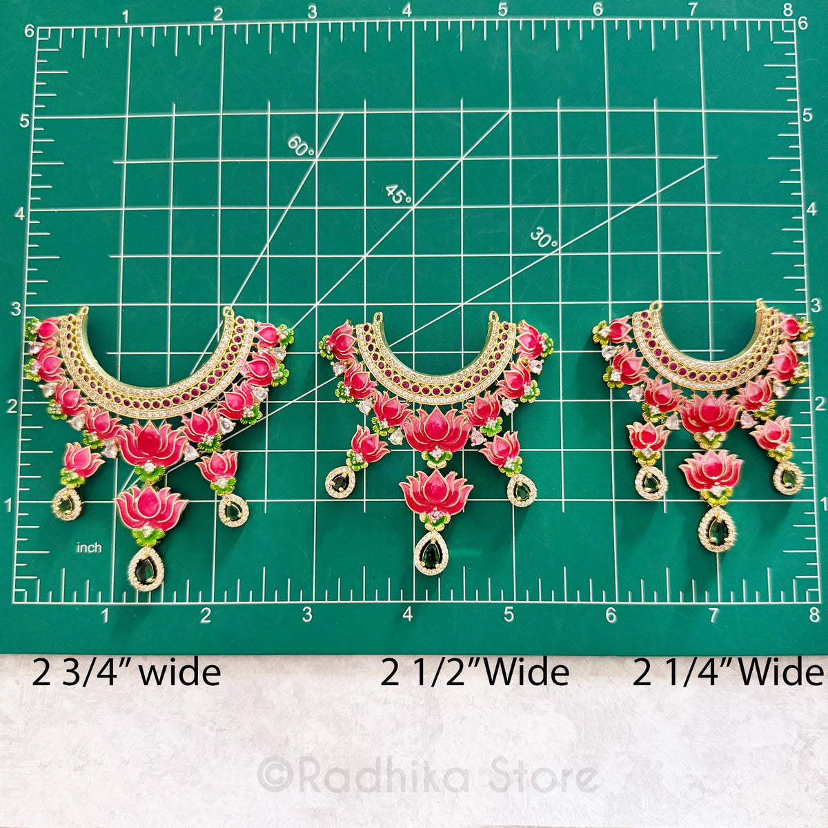 Rubies with CZ Diamonds - Lotus Collar - Deity Necklace