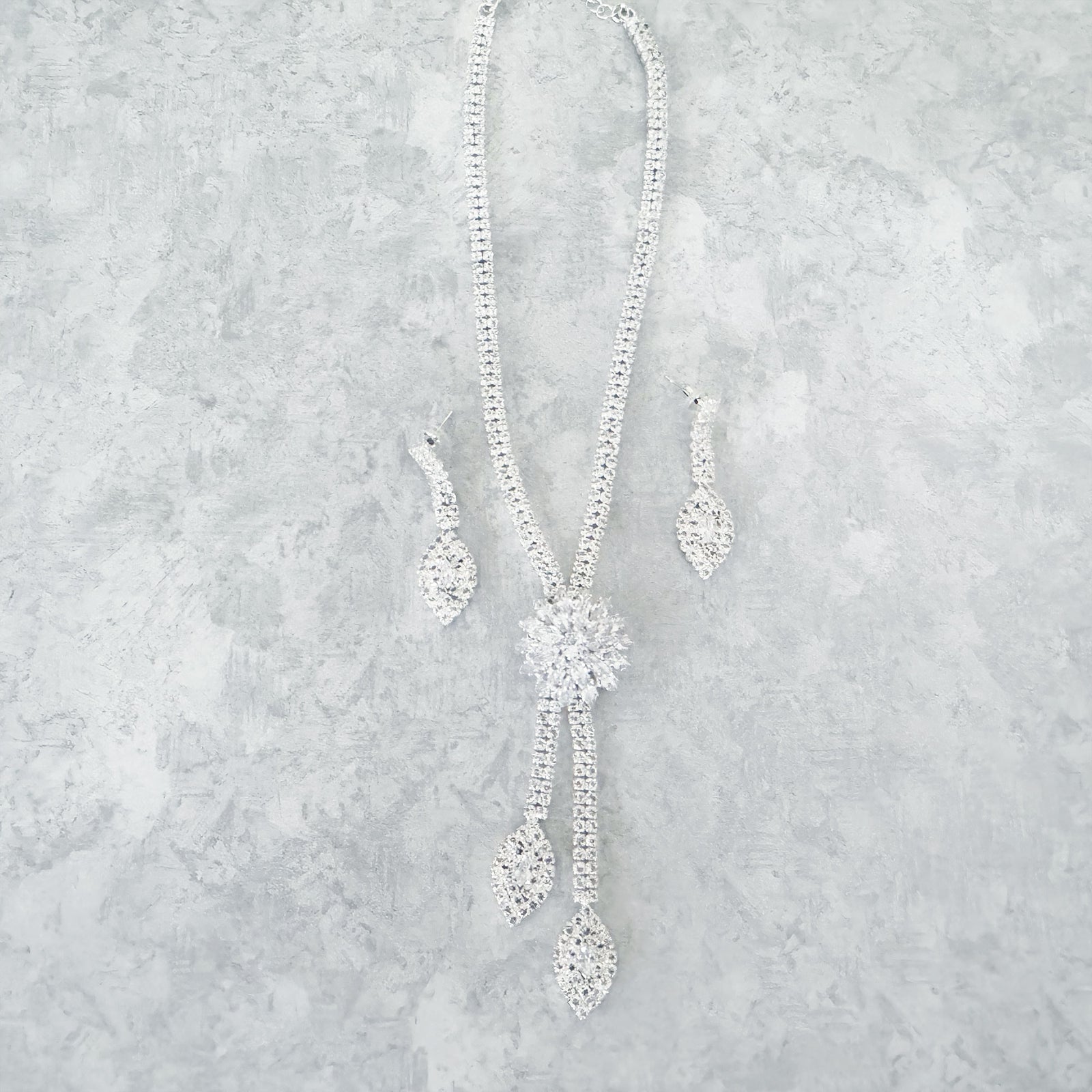 Lotus- Rhinestone Deity Necklaces And Earring Set