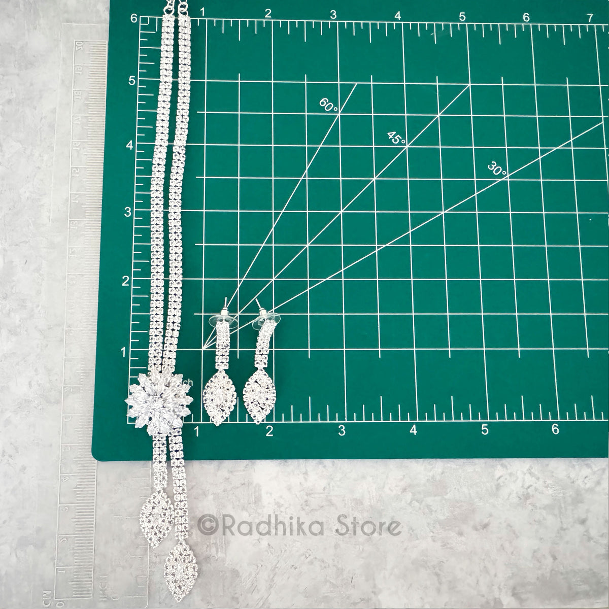 Lotus- Rhinestone Deity Necklaces And Earring Set