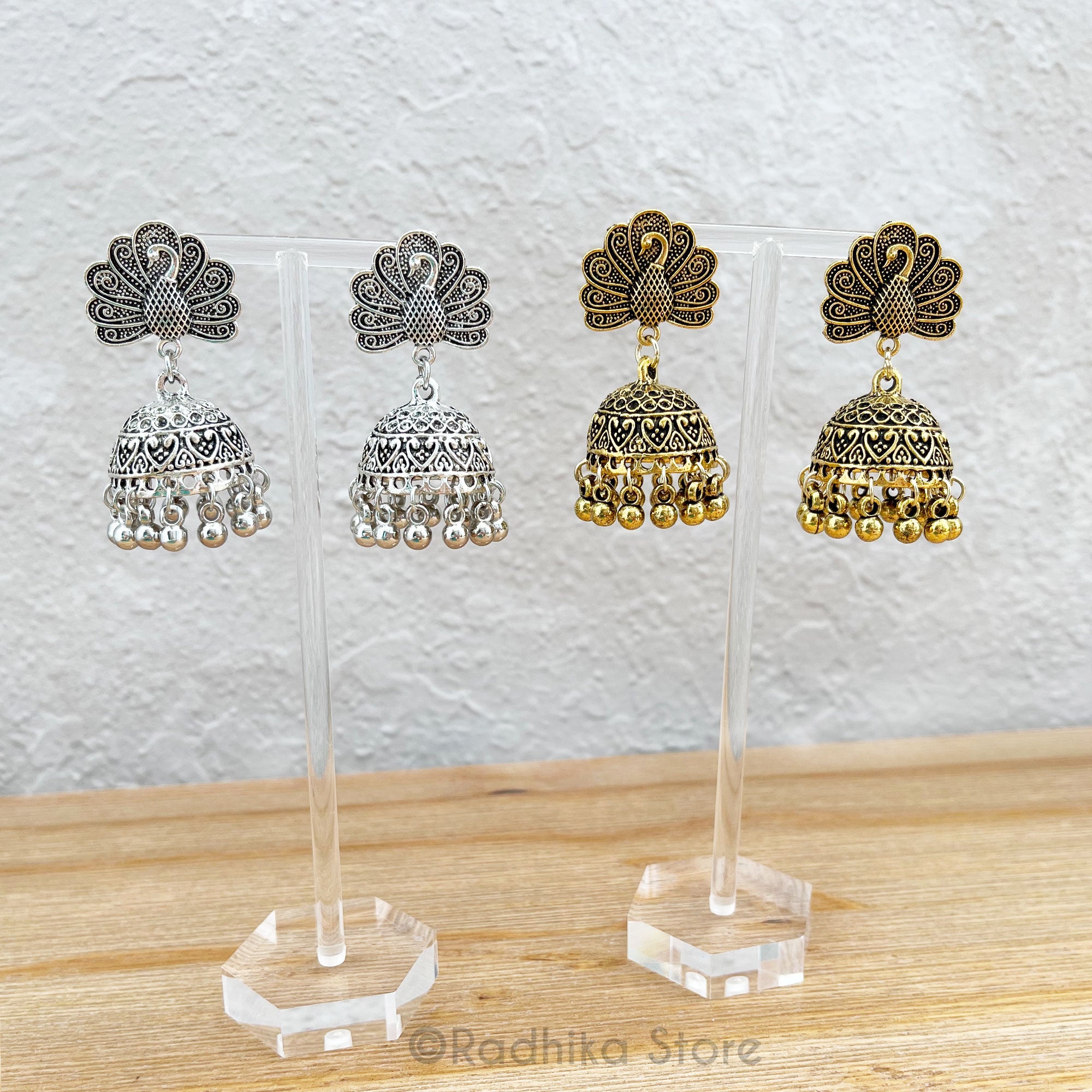 Temple Peacock - Jhumka Bell - Earrings