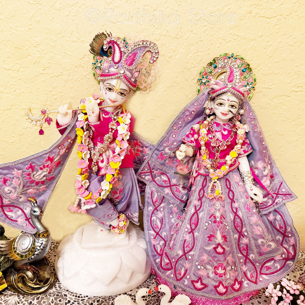 Fountain of Divine Love - Lavender - Silk - Radha Krishna Deity Outfit