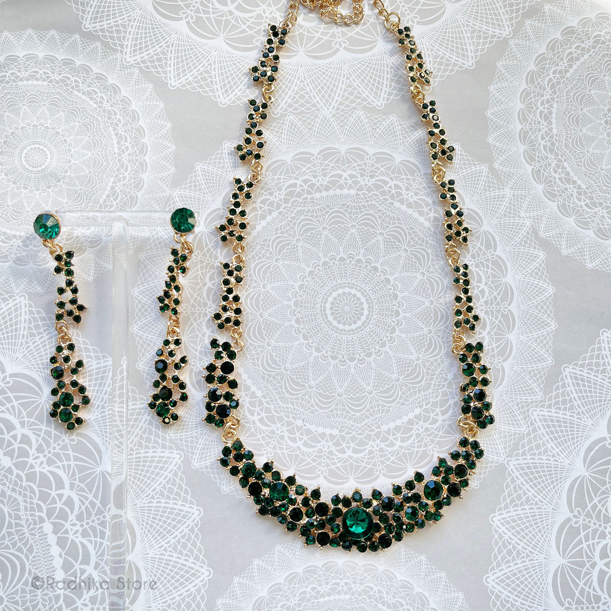 Madhuram - Rhinestone - Deity Necklace And Earring Set