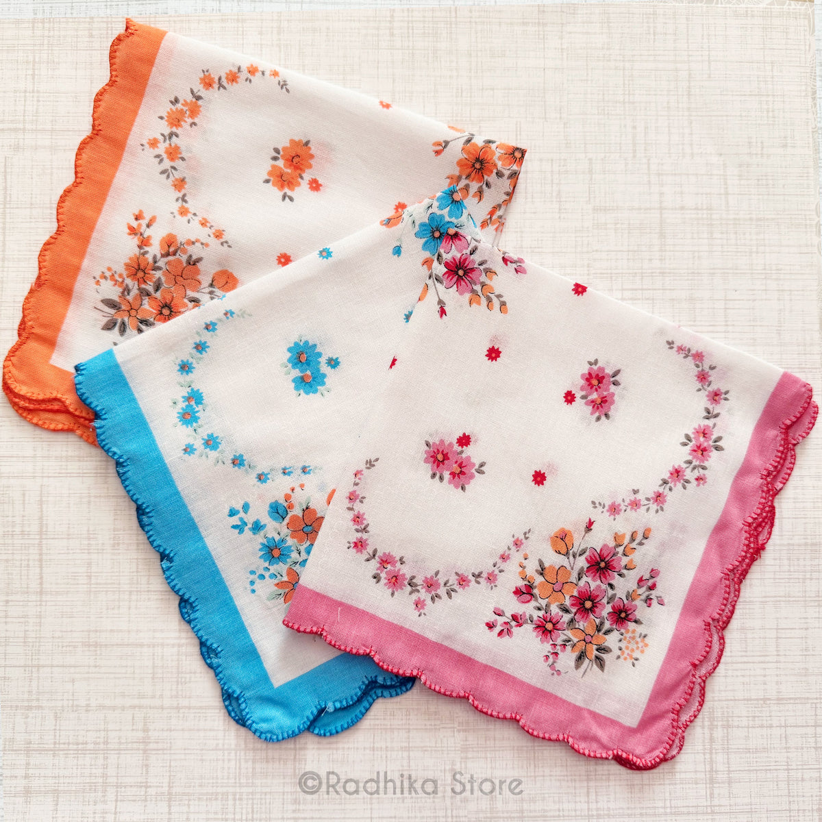 Sweet With Center Flowers  -  Deity Napkins- Set Of 3
