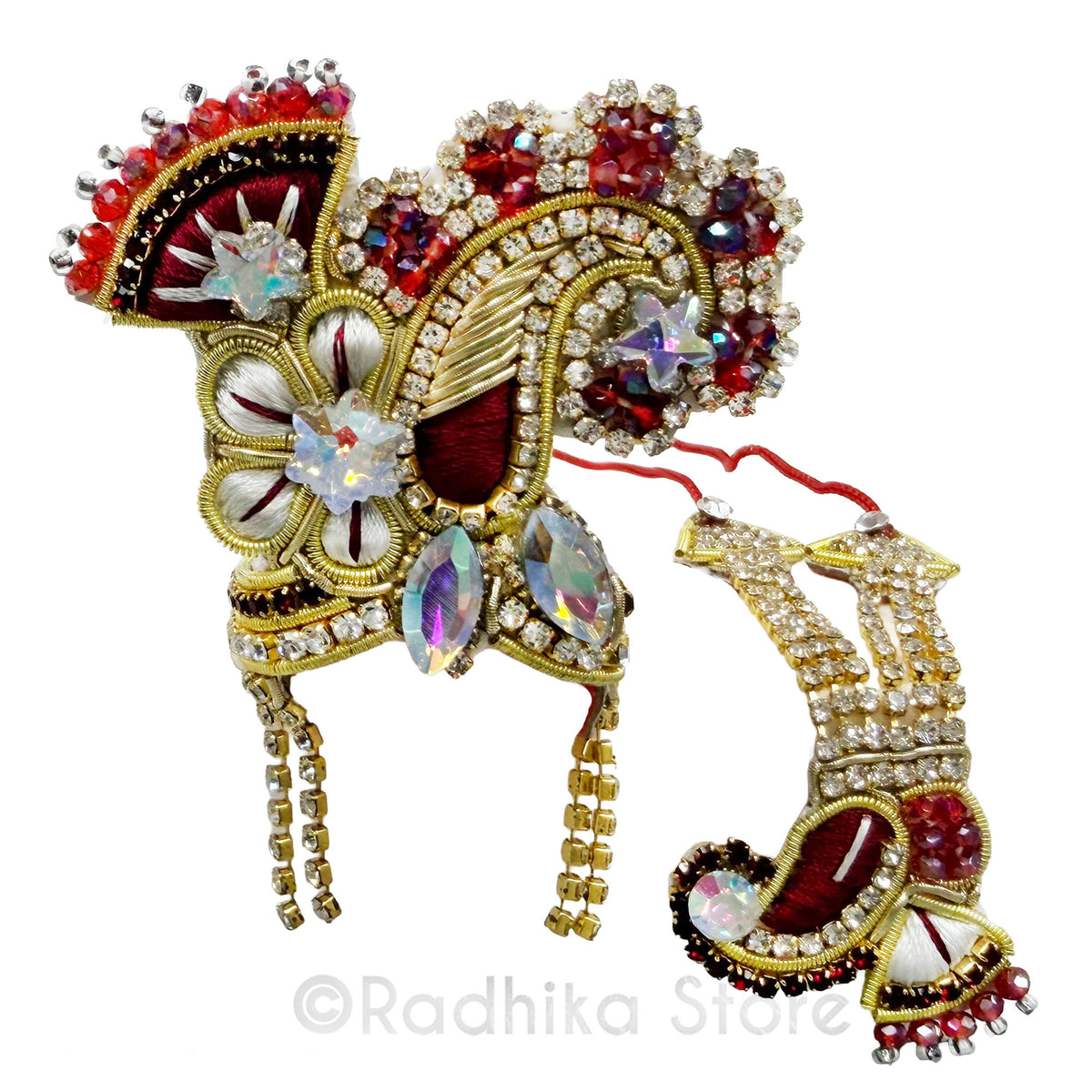 Maroon Chandrika Fan Flower - Deity Crown and Necklace Set