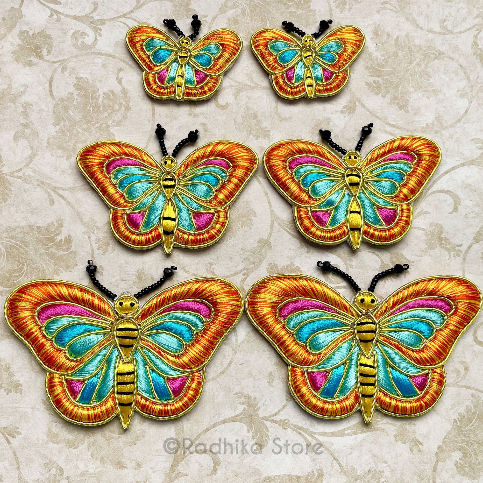 Mayapur Butterflies - Marigold - Embroidery Turban Pins Set of 2
