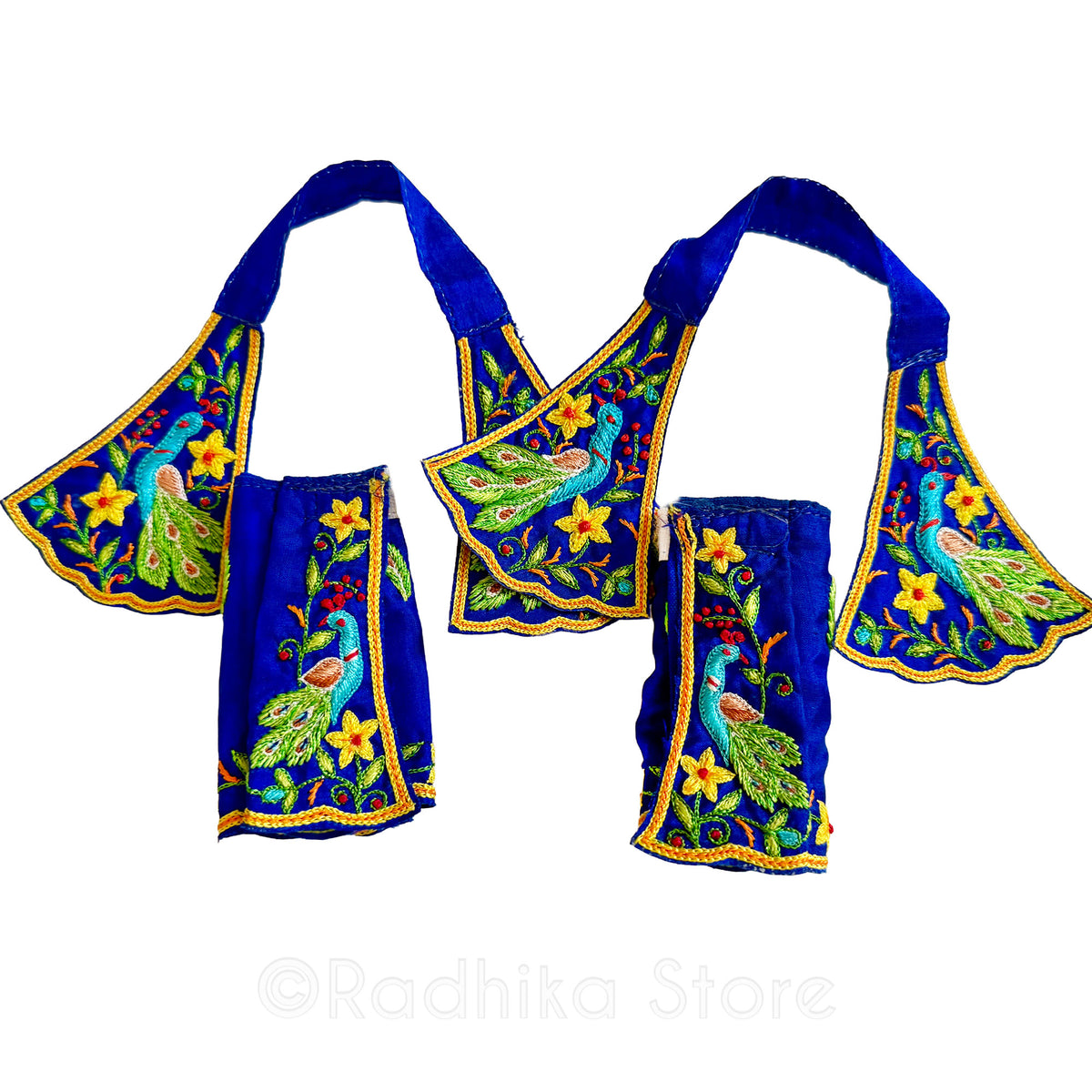 Mayapure Peacocks - Blue Silk - No Kurta Shirts - Gaura Nitai Deity Outfit
