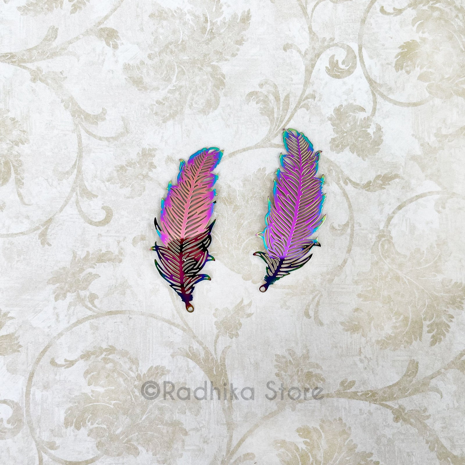 Oxidized Metal Feather Set Of 2