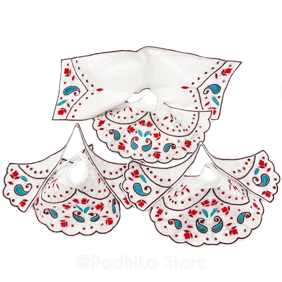 Moonlit Yamuna River - White - Silk - Jagannath Baladeva Subhadra Deity Outfit